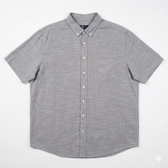 George Other - George Button Down Shirt Mens 2XL 50-52 Grey Classic Fit Short Sleeve Casual Dad